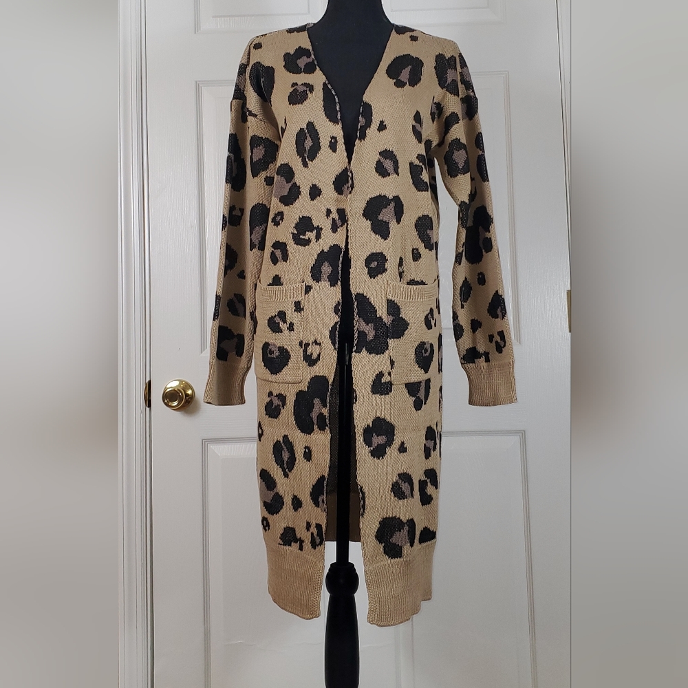CHEETAH SWEATER CARDIGAN "MOCHA COLOR "